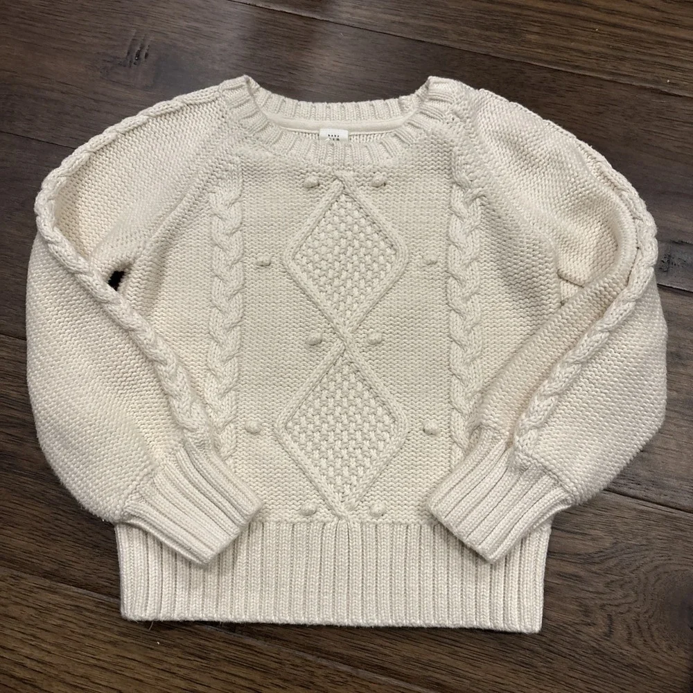 Baby Gap 5 Toddler Cable Knit Cream Pullover Sweater Unisex‎ Chunky Holiday